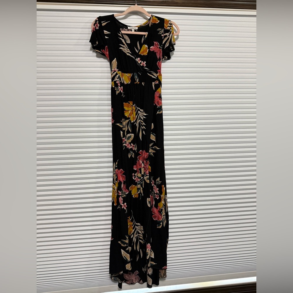 Patrons of Peace Black Floral wrap Dress
